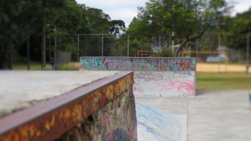 Collections Free Photos Vectors Cement track in the park skate park with obstacles ramp trees in the background cement, track, park, skate, park, obstacles, ramp, trees, background Sport, Nature, Parks, 
